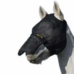 Absorbine - Masque anti-mouches avec nez amovible, avec ou sans oreilles UltraShield FlyMask noir