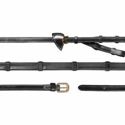 Dyon - Rênes à alliances caoutchouc 1/2 avec 7 arrêtoirs D Collection noir