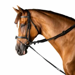 Dyon - Rênes allemandes en cuir et nylon 5/8 New English Collection noir