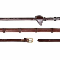 Dyon - Rênes caoutchouc 1/2 avec 7 arrêtoirs D Collection brun