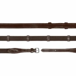 Dyon - Rênes en tissu 5/8 avec 9 arrêtoirs (sans stopper) New English Collection brun