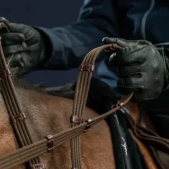 Dyon - Rênes en tissu 5/8 avec 9 arrêtoirs (sans stopper) New English Collection brun