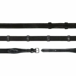 Dyon - Rênes en tissu 5/8 avec 9 arrêtoirs (sans stopper) New English Collection noir