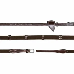 Dyon - Rênes en tissu 5/8 avec 9 arrêtoirs US Collection marron