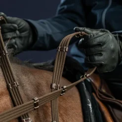 Dyon - Rênes en tissu 5/8 avec 9 arrêtoirs US Collection marron