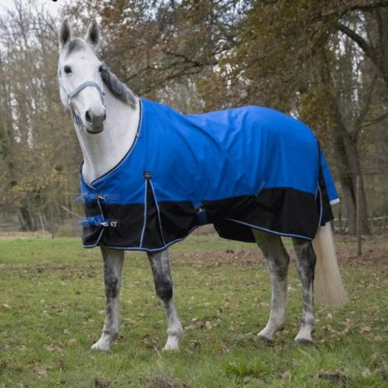 Equithème - Couverture d'extérieur Tyrex 1200D "Aisance" bleu/noir 50g