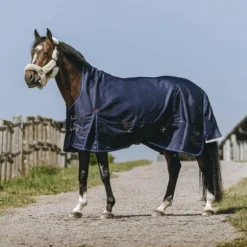 Equithème - Couverture d'extérieur Classic 1200D High Neck marine 200g