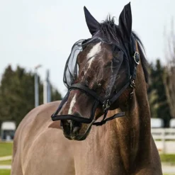 Equithème - Licol avec masque anti-mouches et UV noir