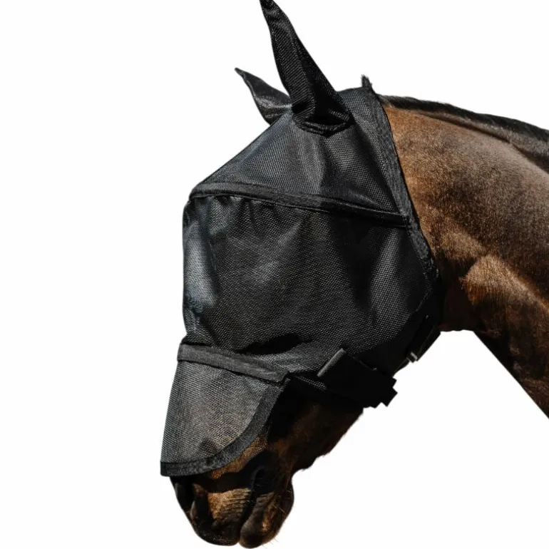 Equithème - Masque anti-mouches et UV Protech noir