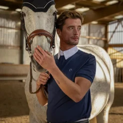 Equithème - Polo de concours à manches courtes homme Wellington marine