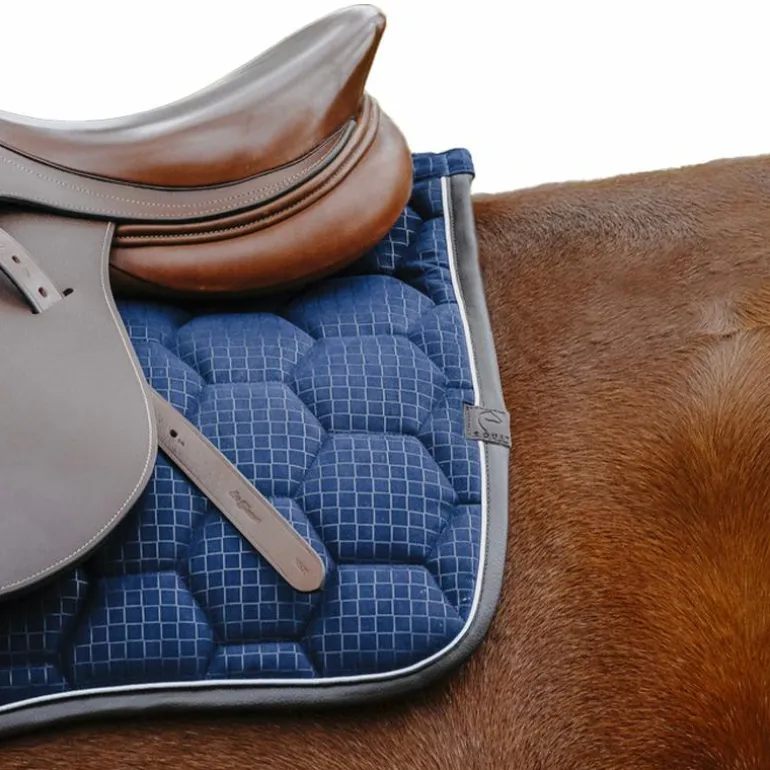 Equithème - Tapis de selle Quadri marine