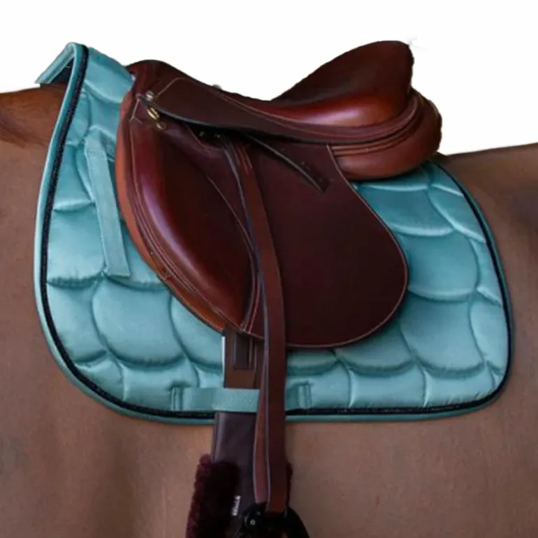 Equithème - Tapis de selle Satin gris bleu