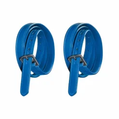 Flags & Cup - Etrivières nylon gainé et cuir bleu électrique