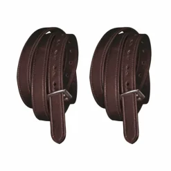 Flags & Cup - Etrivières nylon gainé et cuir marron