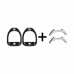 Flex On - Pack Étriers GC plat grip noir/ noir/ noir + Stickers Flex On Cottage blanc/ bleu