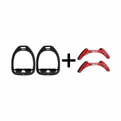 Flex On - Pack Étriers GC plat grip noir/ noir/ noir + Stickers Flex On Cottage rouge