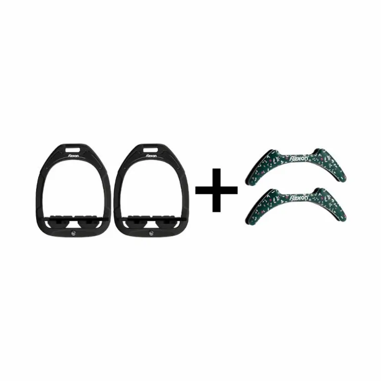 Flex On - Pack Étriers GC plat grip noir/ noir/ noir + Stickers Flex On Cottage vert
