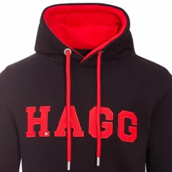 Hagg - Sweat à capuche homme noir/ rouge