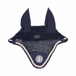 Harcour - Bonnet pour chevaux Suzette marine/ rose