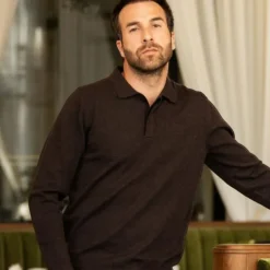 Harcour - Polo manches longues homme Ange cacao