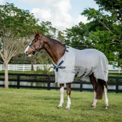 Horseware - Couverture anti-mouches Rambo Protector argent/ marine/ blanc/ beige