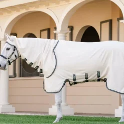 Horseware - Couverture anti-mouches Rambo Hoody XL chalk/ hunter green/ argent