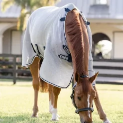 Horseware - Couverture anti-mouches Rambo Protector Fieldsafe argent/ marine/ blanc/ beige