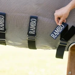 Horseware - Couverture anti-mouches Rambo Protector Fieldsafe argent/ marine/ blanc/ beige