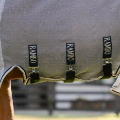 Horseware - Couverture anti-mouches Rambo Protector Fieldsafe argent/ marine/ blanc/ beige