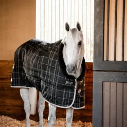 Horseware - Couverture de box Rhino Stable VL noir/ gris/ blanc à carreaux/ gris 250g