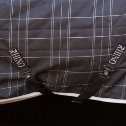 Horseware - Couverture de box Rhino Pony Stable noir/ gris/ blanc à carreaux/ gris 100g