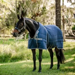 Horseware - Couverture de box Rambo Optimo Stable marine/ thunderstorm grey/ argent 200g