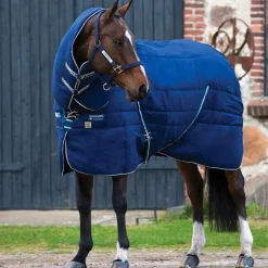Horseware - Couverture de box Plus Vari-Layer avec couvre-cou marine 450g