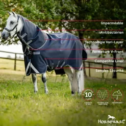 Horseware - Couverture d'extérieur Rambo Supreme Turnout Plus marine/ thunderstorm grey/ silver 50g