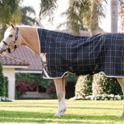 Horseware - Couverture d'extérieur Rhino Wug Pony Turnout noir/ gris/ blanc à carreaux 100g
