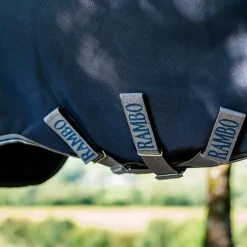 Horseware - Couverture d'extérieur Rambo Plus Turnout marine/ thunderstorm grey/ argent 100g