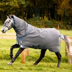 Horseware - Couverture d'extérieur Rhino Plus HexStop gris/ indigo 100g