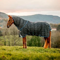 Horseware - Couverture d'extérieur Rhino Plus à carreaux marine 250g