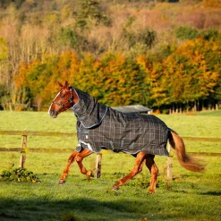 Horseware - Couverture d'extérieur Rhino Plus à carreaux marine 250g