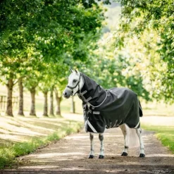 Horseware - Couverture d'extérieur Rambo Supreme Turnout Plus noir/ thunderstorm grey/ silver 450g