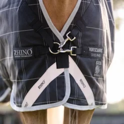 Horseware - Couverture d'extérieur Rhino Wug Pony Turnout noir/ gris/ blanc à carreaux 0g