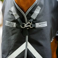 Horseware - Couverture d'extérieur Rambo Supreme Turnout Plus noir/ thunderstorm grey/ silver 250g