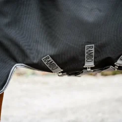 Horseware - Couverture d'extérieur Rambo Supreme Turnout Plus noir/ thunderstorm grey/ silver 250g
