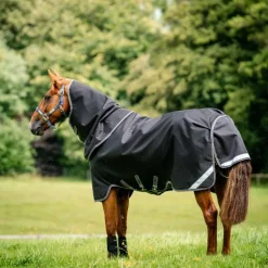Horseware - Couverture d'extérieur Rambo Supreme Turnout Plus noir/ thunderstorm grey/ silver 250g