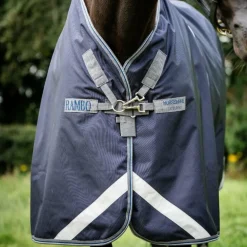 Horseware - Couverture d'extérieur Rambo Optimo Plus Turnout Bundle marine/ thunderstorm grey/ argent (0g + 400g)