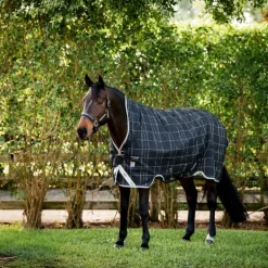 Horseware - Couverture d'extérieur Rhino Wug Turnout VL noir/ gris/ blanc à carreaux 250g