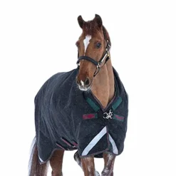 Horseware - Couverture d'extérieur Rambo Wug encolure montante Turnout noir/ vert/ rouge 400g
