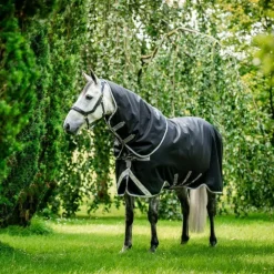 Horseware - Couverture d'extérieur Amigo Bravo 12 Plus noir/ titanium grey/ argent 250g