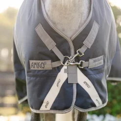 Horseware - Couverture d'extérieur Amigo Bravo Plus Pony Turnout marine/ titanium grey/ argent 250g