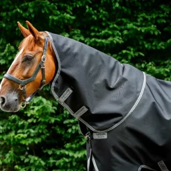 Horseware - Couvre-cou Rambo Supreme noir/ thunderstorm grey/ argent 150g